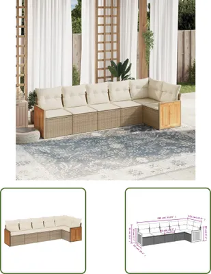 Produktbild von The Living Store 6-tlg. Garten-Sofagarnitur mit Kissen Beige Poly Rattan