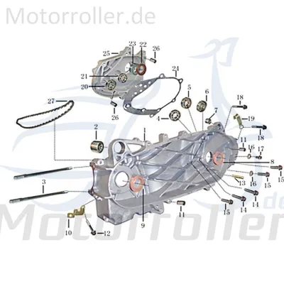 Produktbild von Kreidler Martinique 125 DD Getriebegehäuse 704867 Motorroller.de Getriebedeckel Getriebeabdeckung 125ccm-4Takt