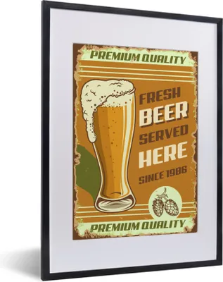 Produktbild von MuchoWow® MuchoWow® Gerahmtes Poster Mancave - Bier - Jahrgang - Premium 30x40 cm - Poster mit zchwarzem Bilderrahmen - Wandposter Schlafzimmer