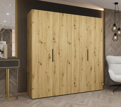 Obrázok produktu pre Šatníková skriňa 200 cm TUANA - dub artisan / čierna