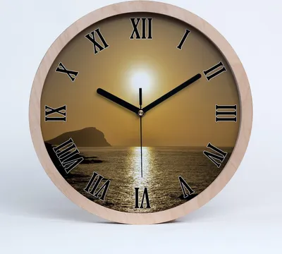 Produktbild von Holzuhr 25fi cm wanduhr - schwarze Spitzen - Meer Sonnenuntergang