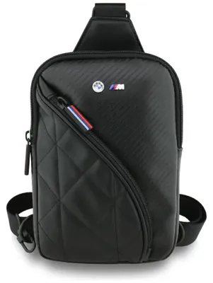 Obrázok produktu pre Taška na telefón BMW s uhlíkovou vreckom a kovovým logom - čierna