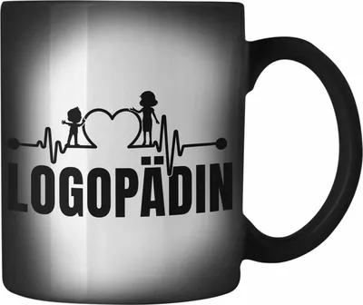 Produktbild von Trendation - Logopädin Herzschlag Farbwechsel Zauber-Tasse Geschenk Logopädie Logopäde (Schwarz)