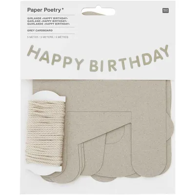 Immagine prodotto di Ghirlanda "Happy Birthday" grigia, 5 m