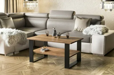 Produktbild von Endo-Möbel Couchtisch Inga 110x65x53 cm Kufen Wohnzimmertisch mit Ablage (Craft Eiche)