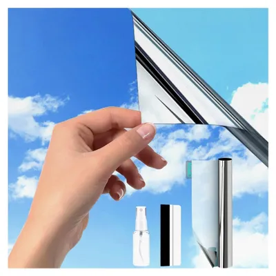 Produktbild von Spiegelfolie für Fenster (44,5 x 200 cm) | UV-Schutzfolie selbstklebend | Sonnenschutzfolie für Innen- und Außenanwendung | Rückstandsfreie Thermofolie