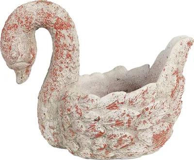 Produktbild von Clayre & Eef Blumentopf Schwan 19x11x15 cm Grau Rot Stein