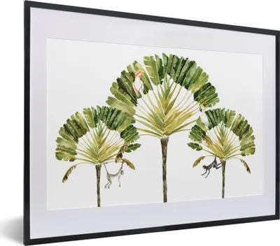 Produktbild von MuchoWow® Gerahmtes Poster Dschungel - Kakadu - Baum 40x30 cm - Poster mit Schwarzem Bilderrahmen Wandposter Rahmen Foto Bilder - Bilderrahmen - Poster im Rahmen