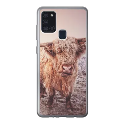 Produktbild von MuchoWow® Handyhülle Schutzhülle Hülle für Samsung Galaxy A21s Schottische Hochlandbewohner - Licht - Himmel - Natur Silikon Softcase Handy Hülle - Hartschale