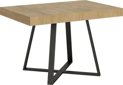 Productafbeelding van ITYHOME - Uittrektafel 120/204x80 cm, model Abbraccio, eikenhout, naturel, poten in antracietgrijs