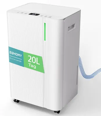 Produktbild von Elektrische Luftentfeuchter, 20 Liter pro Tag, für Keller, mit Abluftschlauch, leiser und energieeffizienter Luftentfeuchter mit automatischer Abtauung, Timer und Luftfilter