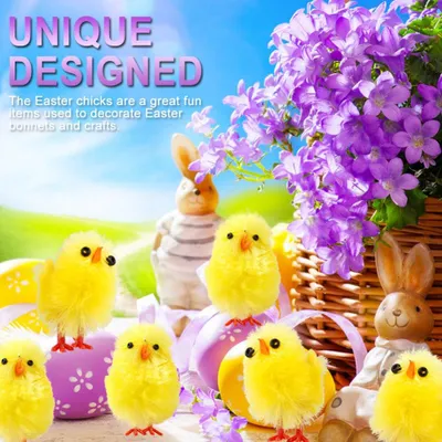 Image de 60PCS Mini Poussins de Pâques Jaune Décoration de Pâques Jouet Printemps Décoration de jardin Fête Favors et Cadeaux pour Enfants