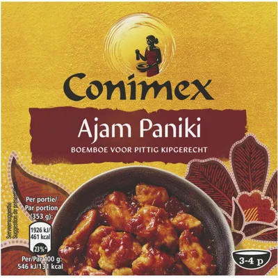 Produktbild von Conimex Ajam Paniki Boemboe 95g – Würzige indonesische Gewürzmischung für Hähnchen