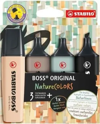 Produktbild von Textmarker - STABILO BOSS ORIGINAL Pastel - 4er Pack - Hauch von Minzgrün, rosiges Rouge, Schimmer von Lila, zartes Türkis