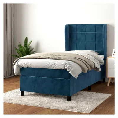 Produktbild von Boxspringbett mit Matratze Dunkelblau 100x200 cm Samt Polsterbett