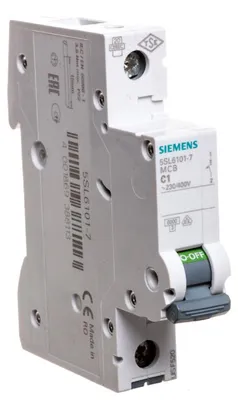Imagen del producto de Interruptor automático Siemens, 6kA, 1 polo, curva C, grado de protección IP20