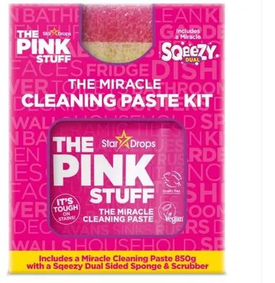 Zdjęcie produktu dla Pasta czyszcząca THE PINK STUFF (850 g) i dwustronna gąbka czyszcząca Squeezy