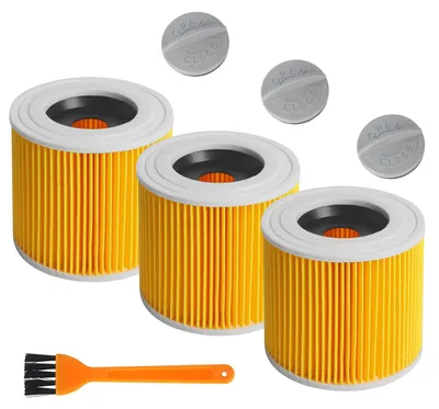 3 Kartuschenfilter + 1 Bürste, kompatibel mit Staubsauger