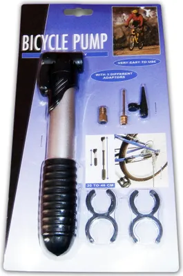 Produktbild von DUNLOP Fahrradpumpe mini (20cm) mit 3 Adaptern Radpumpe Bike Ballpumpe + Halter
