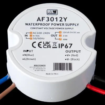 Image de MW Power AF3012Y 30 W 12 V Bloc d'alimentation LED, IP67 rond