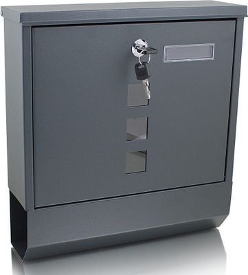 BITUXX Briefkasten mit Zeitungsrolle Eckig Dunkelgrau, MS-16023