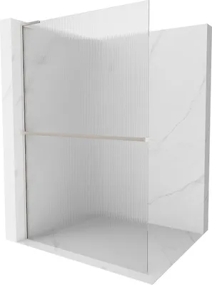 Image de Mexen Kioto+ L paroi de douche avec tablette 120 x 200 cm, nickel brossé mat - 800-120-123-97-09