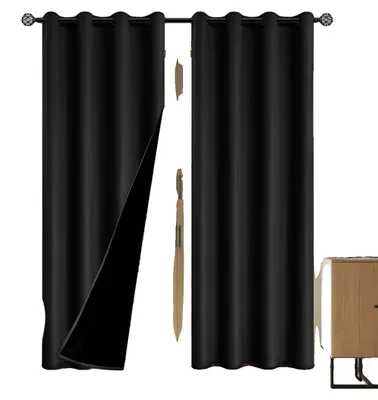 Immagine prodotto di Tende oscuranti, privacy totale, facile installazione, 132x213 cm, colore nero, confezione da 2 pannelli