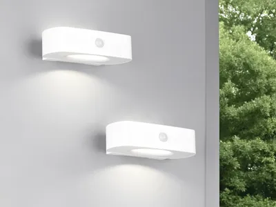 Produktbild von 2er SET Solar Außen-Wandleuchte Weiß mit Bewegungsmelder auch per USB aufladbar
