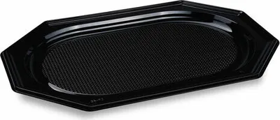 Produktbild von 10x Catering-Platte rPET oval schwarz 45 x 30,2 cm