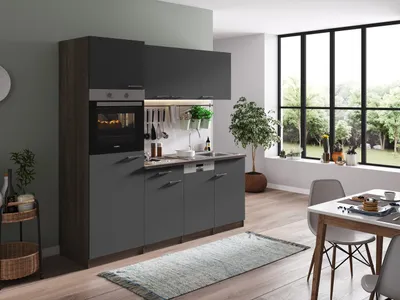Produktbild von Küche Küchenzeile Küchenblock Einbauküche Eiche York Grau Oliver 205 cm Respekta