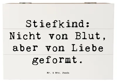 Produktbild von Mr. & Mrs. Panda box holz Spruch Stiefkind von Liebe 22 x 15 cm - Weiß - Geschenk, Geschenkbox, Familienliebe, holzschachtel, Familienbindung, Familienkultur, Schatzkiste