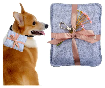 Produktbild von Ringkissen für Hunde mit Halsband, Filzkissen mit Spitze und künstlicher Blume, Ringhalter für Hochzeit, Verlobung oder Heiratsantrag