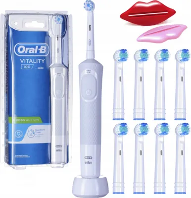 Immagine prodotto di Oral-B | Spazzolino elettrico - Vitality 100 Cross Action - Bianco - 8 testine di ricambio - Pulizia professionale