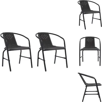 Productafbeelding van vidaXL Tuinstoelen, 2 stuks, kunststof met rotanlook en stalen frame, draagvermogen 110 kg - Tuinstoelen