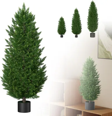 Obrázok produktu pre LZQ Umelé rastliny cyprus v kvetináči 90 cm sada 2 - umelé rastliny, odolné voči UV žiareniu, vždyzelené, jednoduché na ošetrovanie