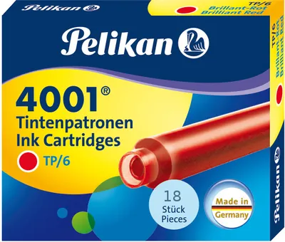 Produktbild von 18 Pelikan Tintenpatronen 4001® / Füllerpatronen / Farbe: brillant-rot