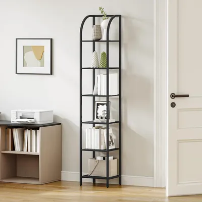 Immagine prodotto di Libreria stretta, 6 ripiani, struttura in metallo, dimensioni 30 x 33,6 x 182,5 cm, colore nero