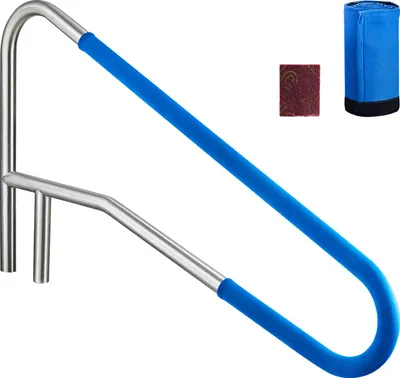 Produktbild von SucceBuy Schwimmbad-Handlauf aus Edelstahl 304, 1371x48x813 mm, 100 kg Tragkraft, mit rutschfester Hülse, für Bodenmontage geeignet, ideal als Einstiegshilfe in Poolbereichen und Wasserparks