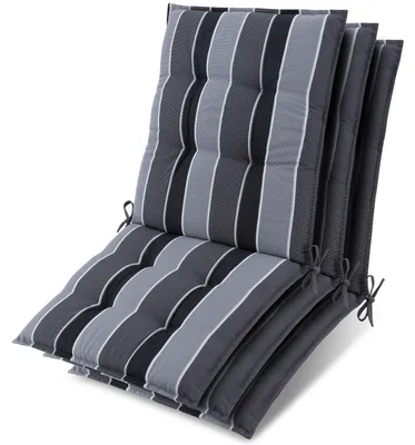 Productafbeelding van Beautissu set van 3 zonnedekpads, model Niederlehner, oplage 100x50x8 cm, antraciet gestreept