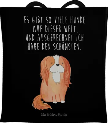 Produktbild von Mr. & Mrs. Panda Schultasche Hund Cavalier King Charles Spaniel - Schwarz - Geschenk, Sprüche, Shopping Tasche, Jutebeutel, Laptoptasche, Bester, Cockerspaniel, Spruch