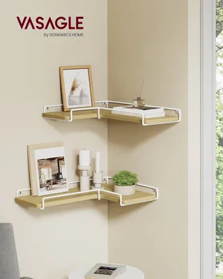 Produktbild von VASAGLE L-förmiges Eckregal, 2er Set, Wandregal, Industrie-Design, Natureichenfarben-Wolkenweiß
