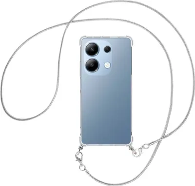 Produktbild von Handykette Backcover-Schutzhülle mit Band (Metall silberfarben) für Xiaomi Redmi Note 13 Pro 4G - silberfarbene Snake-Kette