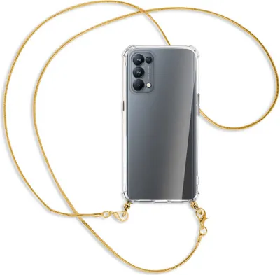 Produktbild von Handykette Backcover-Schutzhülle mit Band (Metall goldfarben) für Oppo Reno5 Pro 5G - goldfarbene Kette Snake