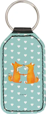 Produktbild von Mr. & Mrs. Panda Schlüsselanhänger Füchse Liebe - Türkis Pastell - Geschenk, schlüssel anhänger, Taschenanhänger, Fuchs, für, Freundin, Mit Spruch, Fox, schlüsselbund