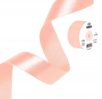 Image de Ruban Satiné PartyPal Rose Poudré Décoratif Cœurs