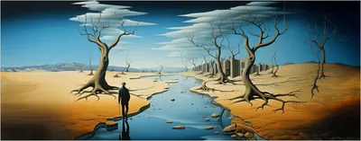 Produktbild von Wallario Poster - Fluss der Zeit, Kunstdruck Größe: 50 x 125 cm