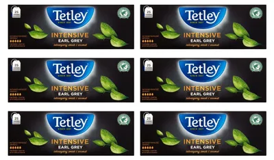 Produktbild von Tetley Intensive Earl Grey Schwarztee 6x 25 Teebeutel - Schwarzer Tee Aroma