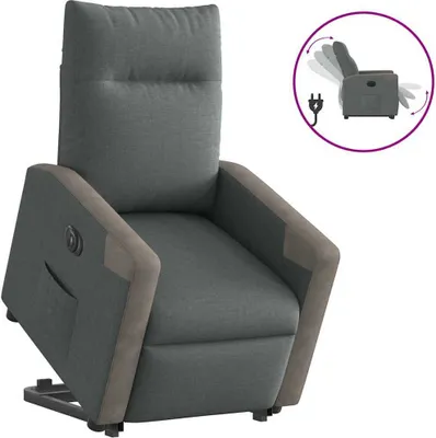 Produktbild von Relaxsessel mit Aufstehhilfe Elektrisch Dunkelgrau Stoff