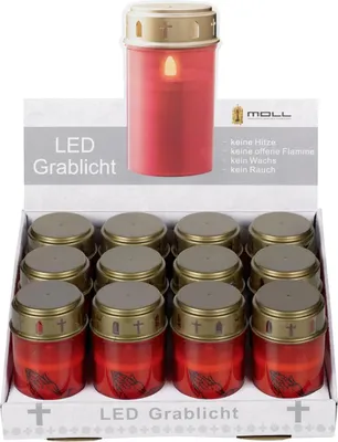 Zdjęcie produktu dla Fabryka artykułów metalowych MOLL – Lampka LED na baterie, czerwona – zestaw 12 sztuk