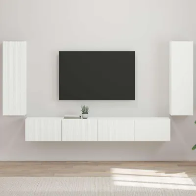 Produktbild von "Schlussverkauf" TV-Wandregal-Set 4 Stück - WohnzimmerTV-Möbel/TV-Tisch - Hochglanz Weiß Holzwerkstoff  C14309